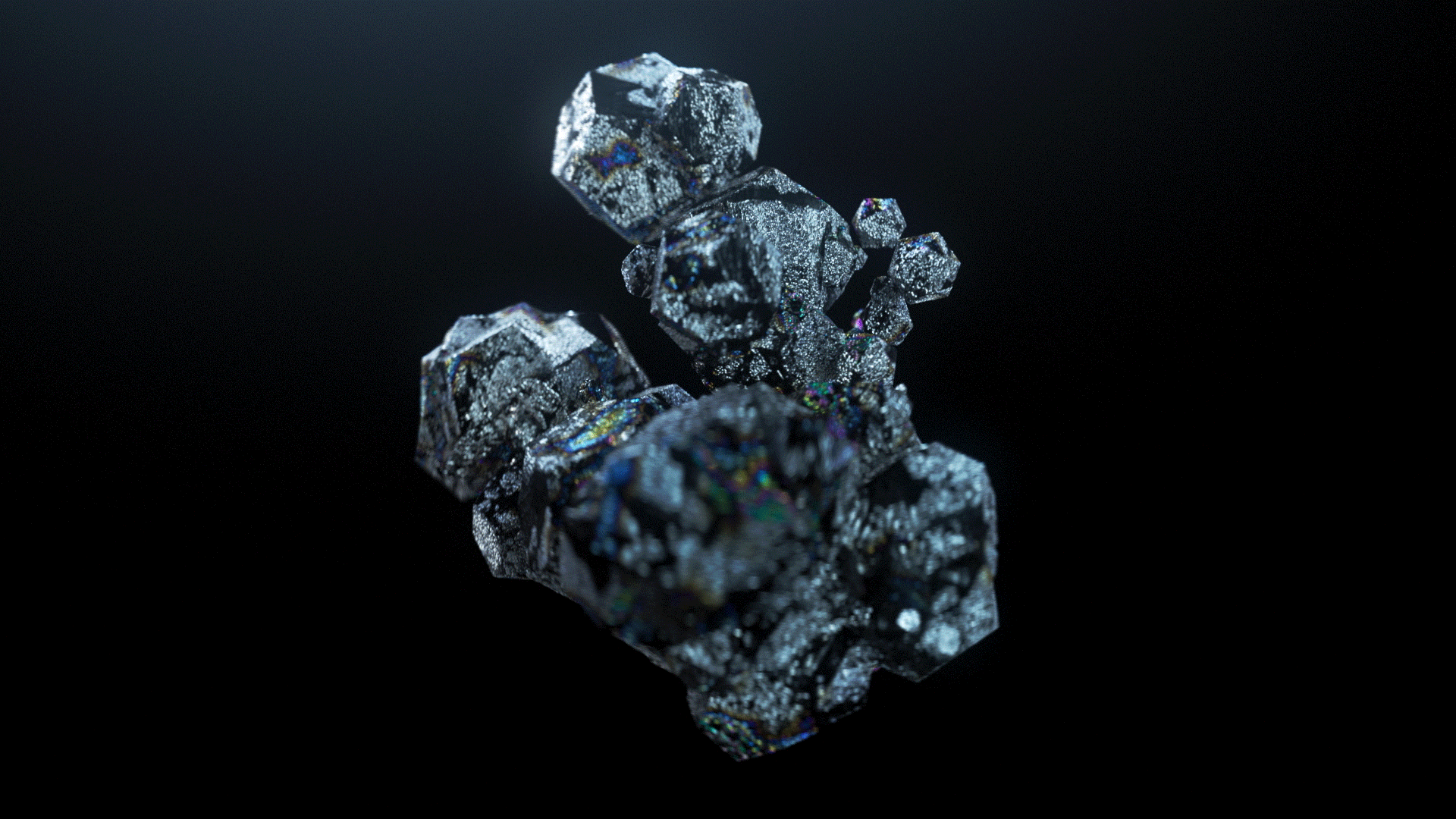 Abstrakt illustrasjon med krystaller i bevegelse.